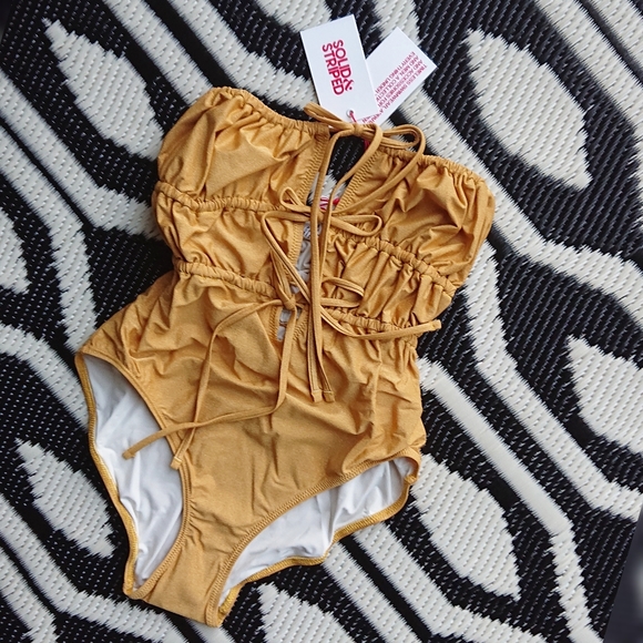 Solid & Striped Paula Suit in Metallic Gold NWT - Picture 9 of 15